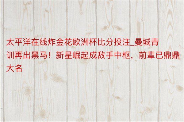 太平洋在线炸金花欧洲杯比分投注_曼城青训再出黑马！新星崛起成敌手中枢，前辈已鼎鼎大名