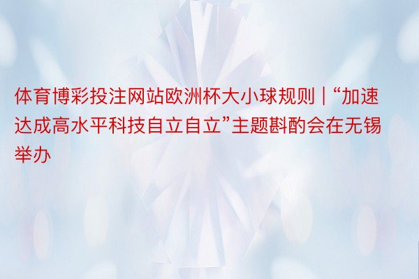 体育博彩投注网站欧洲杯大小球规则 | “加速达成高水平科技自立自立”主题斟酌会在无锡举办