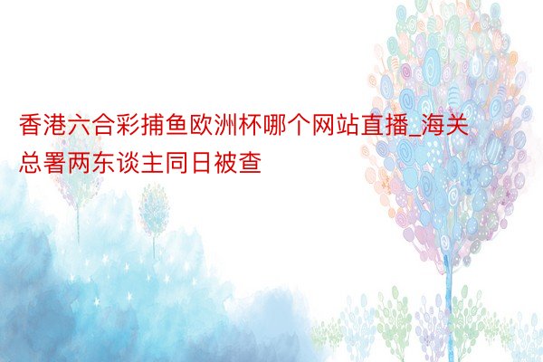 香港六合彩捕鱼欧洲杯哪个网站直播_海关总署两东谈主同日被查