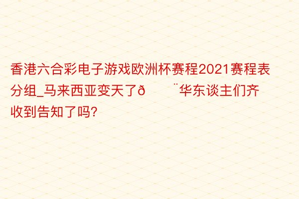 香港六合彩电子游戏欧洲杯赛程2021赛程表分组_马来西亚变天了😨华东谈主们齐收到告知了吗？