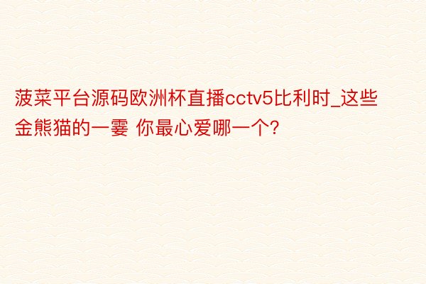 菠菜平台源码欧洲杯直播cctv5比利时_这些金熊猫的一霎 你最心爱哪一个？